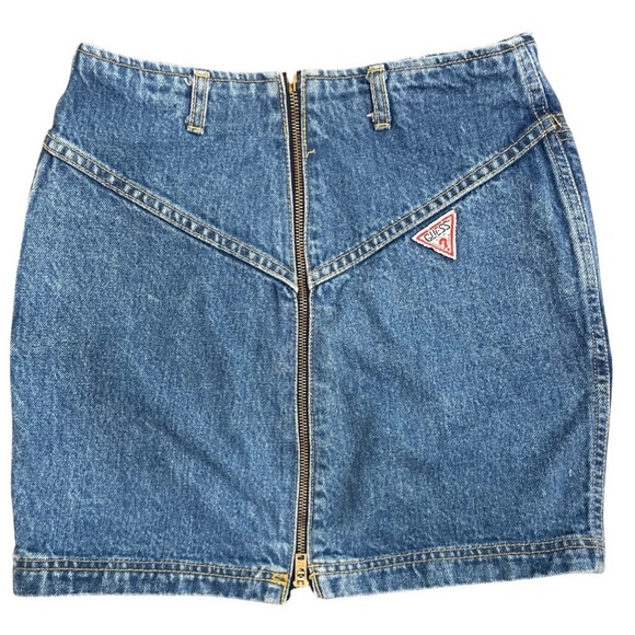 Jupe En Jean GUESS - Taille 28 - Bleu Foncé Stretch - Occasion Excellent état